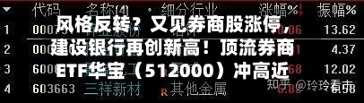 风格反转？又见券商股涨停，建设银行再创新高！顶流券商ETF华宝（512000）冲高近4%，银行ETF连续突破-第2张图片