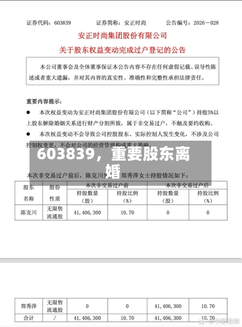 603839，重要股东离婚-第2张图片