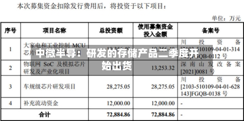 中微半导：研发的存储产品二季度开始出货