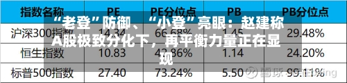 “老登”防御	、“小登	”亮眼：赵建称A股极致分化下，再平衡力量正在显现-第2张图片