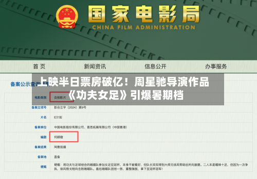 上映半日票房破亿！周星驰导演作品《功夫女足》引爆暑期档