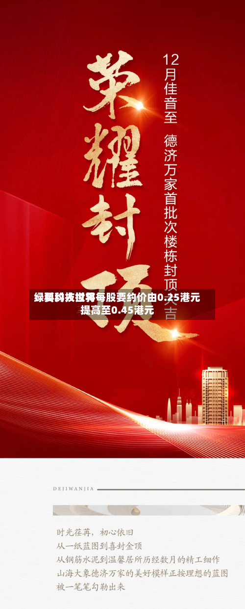 绿科科技世界：要约人拟将每股要约价由0.25港元提高至0.45港元