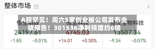 A股罕见!周六5家创业板公司发布业绩预告!301536净利预增约6倍
