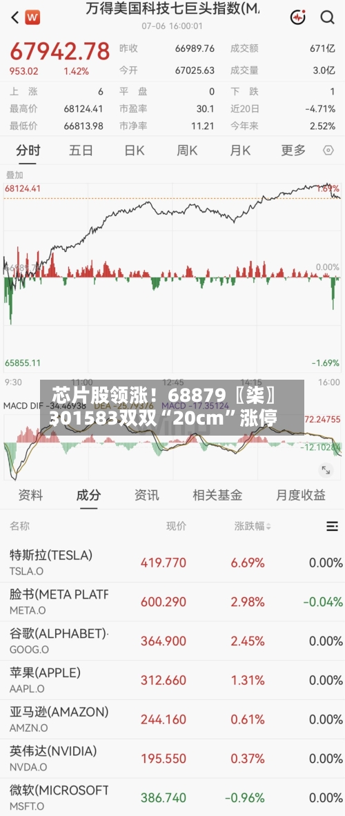 芯片股领涨！68879〖柒〗、301583双双“20cm	”涨停-第2张图片