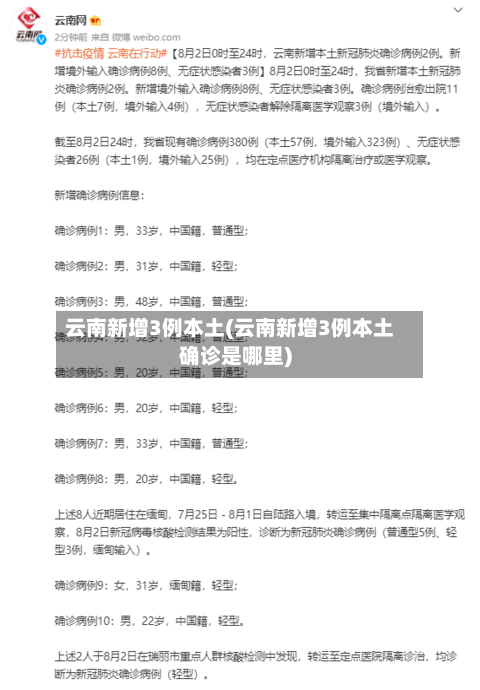 云南新增3例本土(云南新增3例本土确诊是哪里)-第2张图片