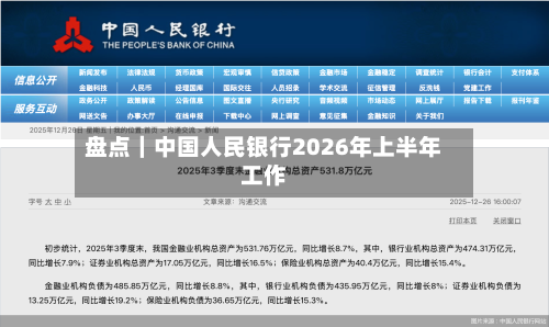 盘点|中国人民银行2026年上半年工作