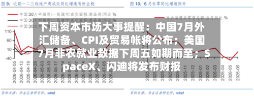 下周资本市场大事提醒：中国7月外汇储备、CPI及贸易帐将公布；美国7月非农就业数据下周五如期而至；SpaceX、闪迪将发布财报-第2张图片