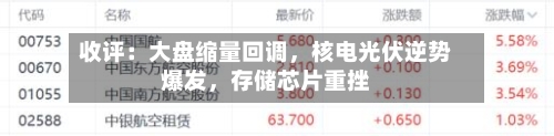 收评:大盘缩量回调,核电光伏逆势爆发,存储芯片重挫