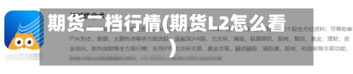 期货二档行情(期货L2怎么看)