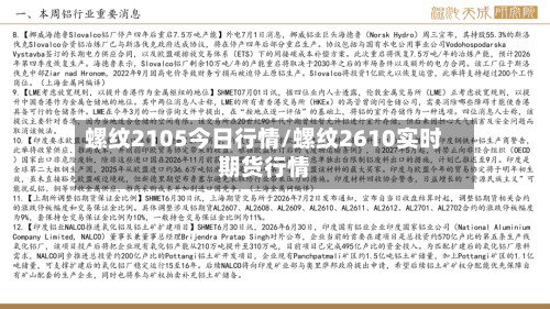 螺纹2105今日行情/螺纹2610实时期货行情