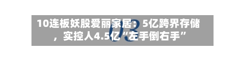 10连板妖股爱丽家居：5亿跨界存储，实控人4.5亿“左手倒右手”-第2张图片