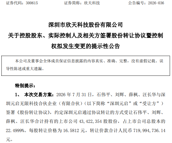 300615，拟易主，交易对价溢价90%